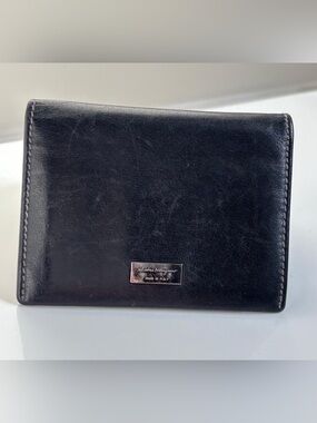 Salvatore Ferragamo Men’s Black Leather Portfolio with Metal Logo Plaque